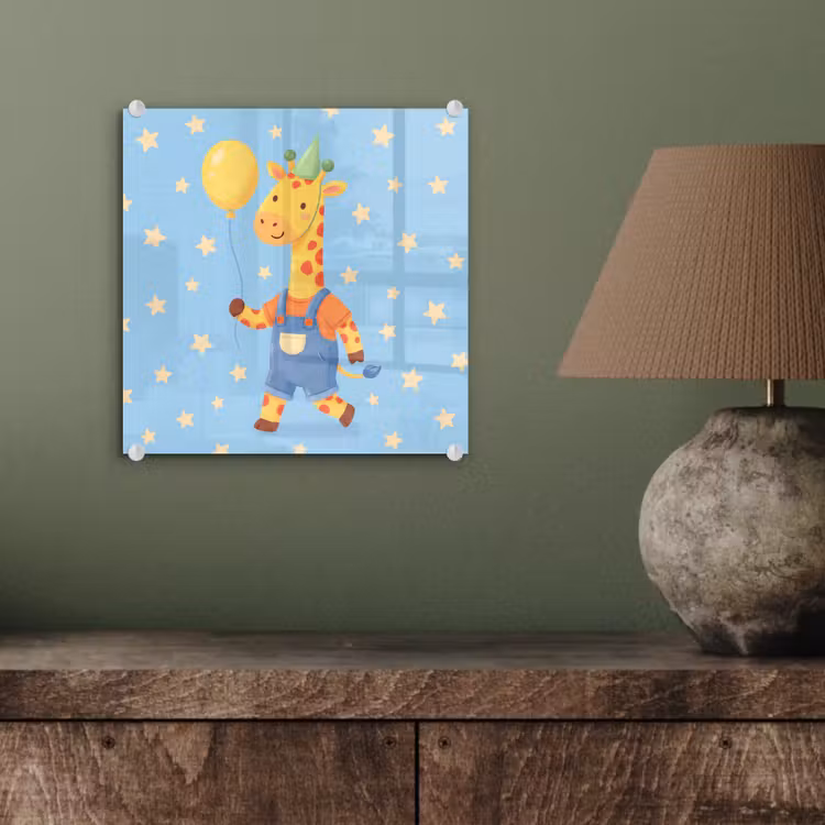 Glass Print - Animals - Giraffe - Balloon - Party - Children's Room — 4