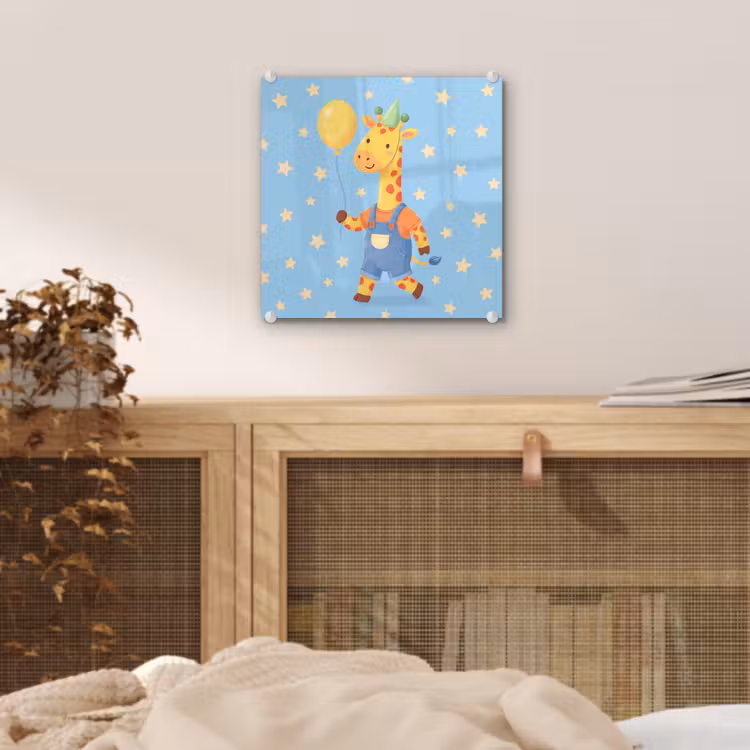 Glass Print - Animals - Giraffe - Balloon - Party - Children's Room — 5