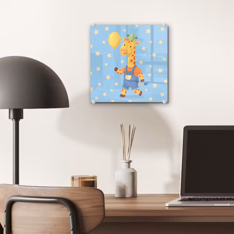 Glass Print - Animals - Giraffe - Balloon - Party - Children's Room — 7