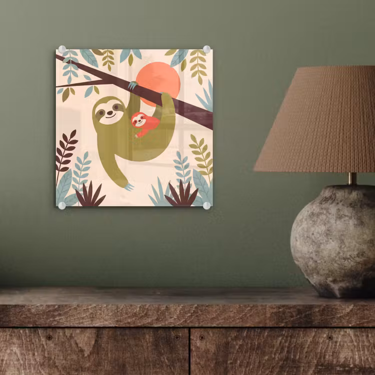 Glass Print - Animals - Mother - Baby - Nature - Green — 4