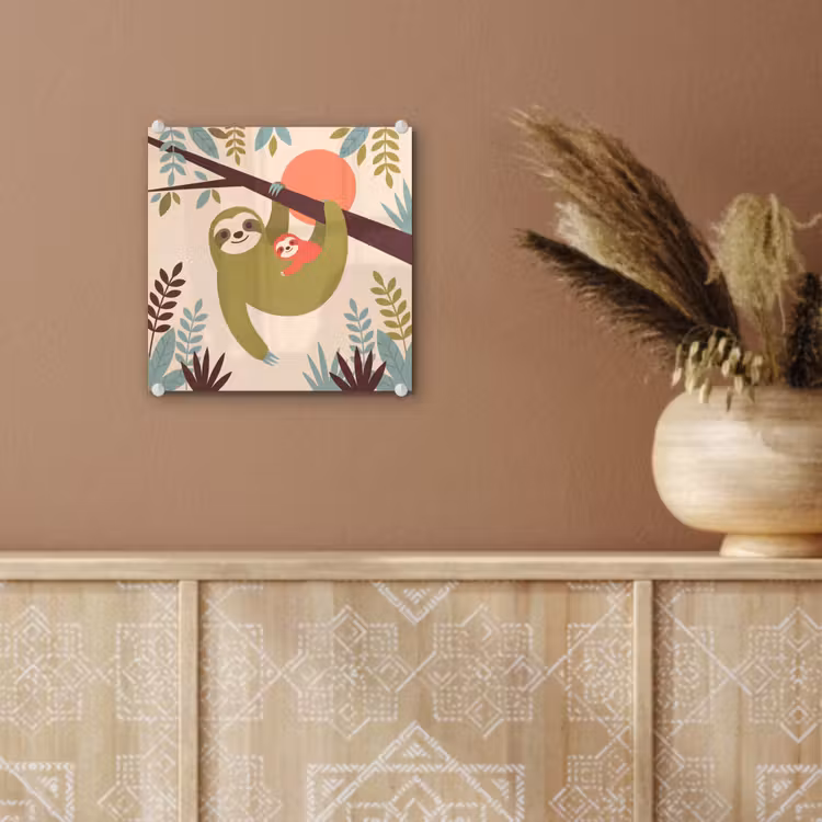 Glass Print - Animals - Mother - Baby - Nature - Green — 6