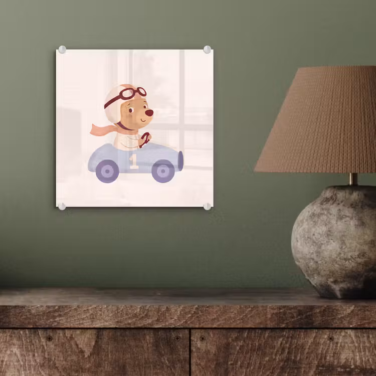Glass Print - Bear - Car - Children's Room - Cartoon - Playful — 4