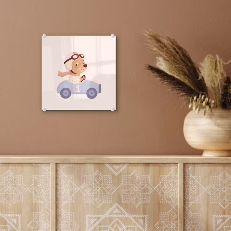 Glass Print - Bear - Car - Children's Room - Cartoon - Playful — 6