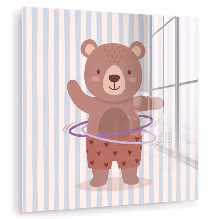 Glass Print - Bear - Hoop - Children's Room - Illustration - Brown — 1