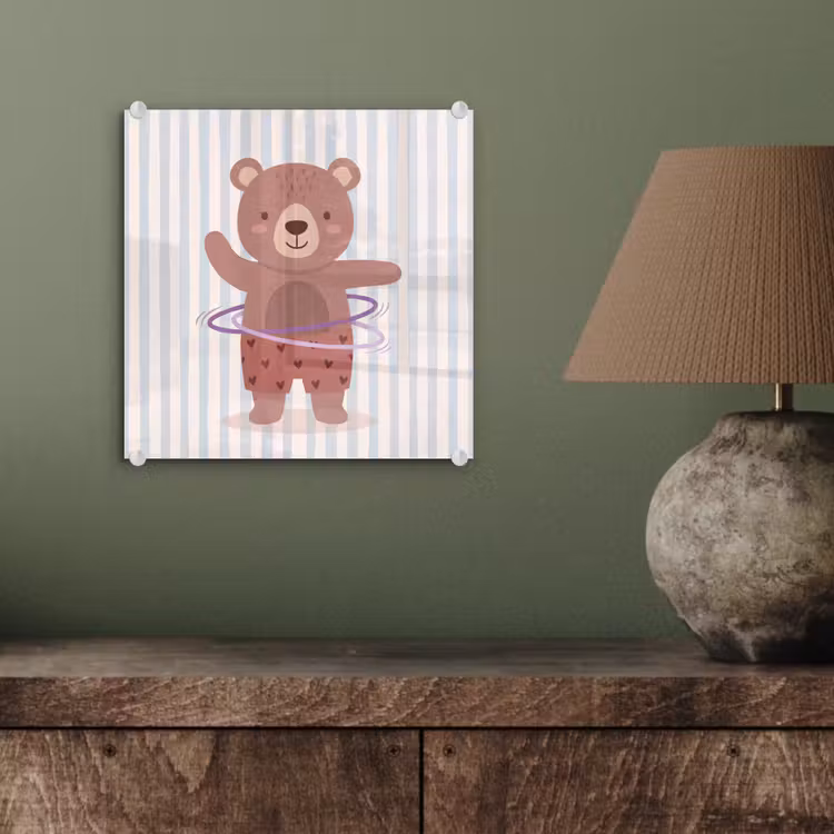 Glass Print - Bear - Hoop - Children's Room - Illustration - Brown — 4