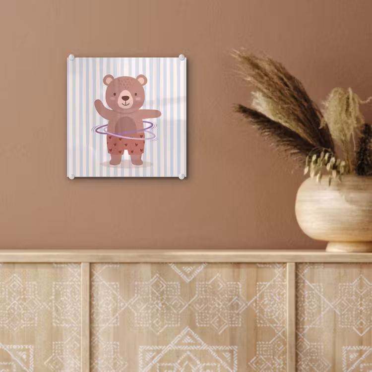 Glass Print - Bear - Hoop - Children's Room - Illustration - Brown — 6
