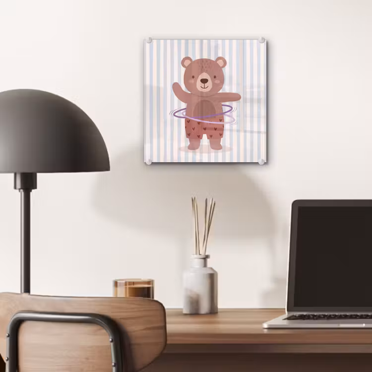 Glass Print - Bear - Hoop - Children's Room - Illustration - Brown — 7