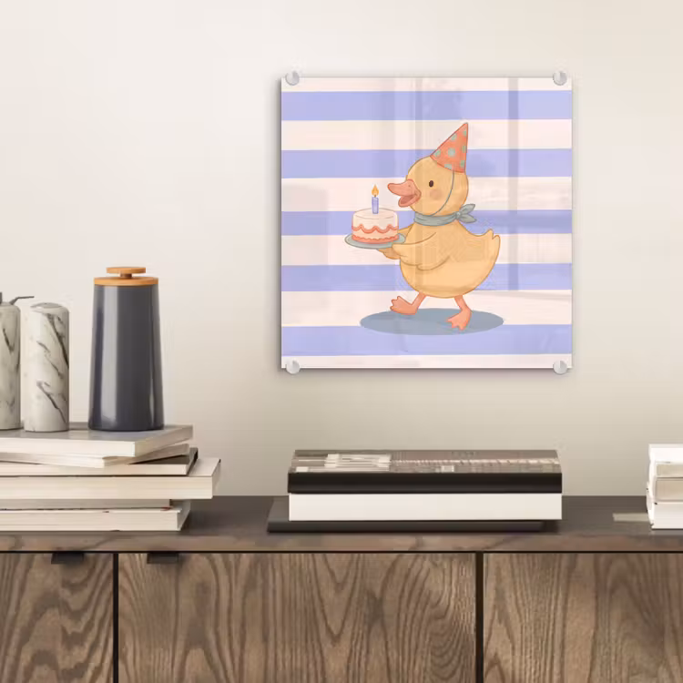 Glass Print - Bird - Party - Cake - Children - Illustration — 2