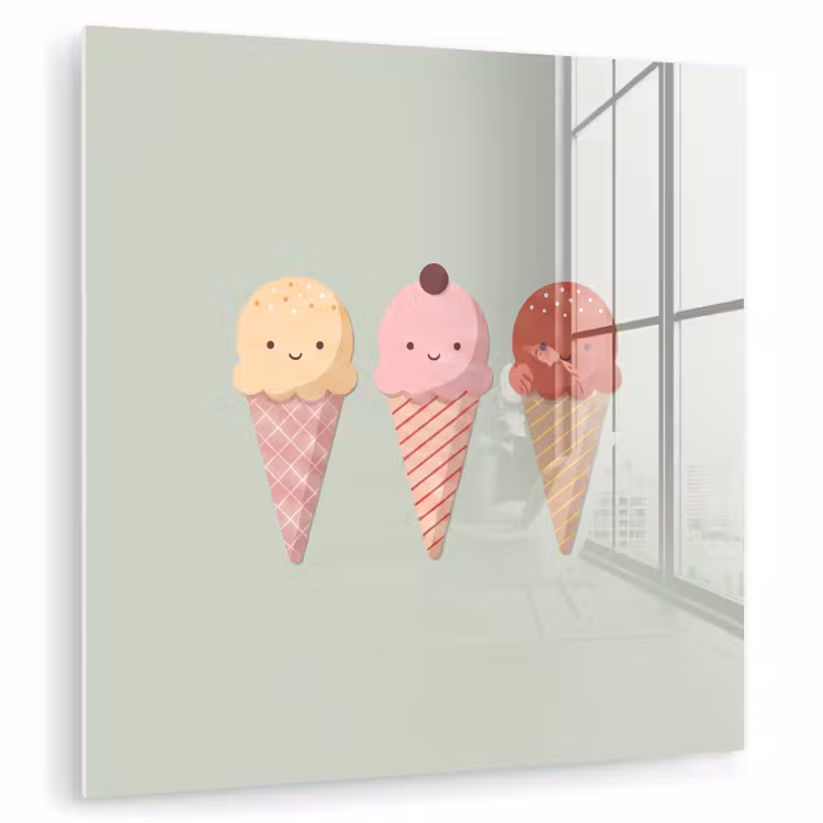 Glass Print - Ice Cream - Cones - Food - Illustration - Cheerful — 1