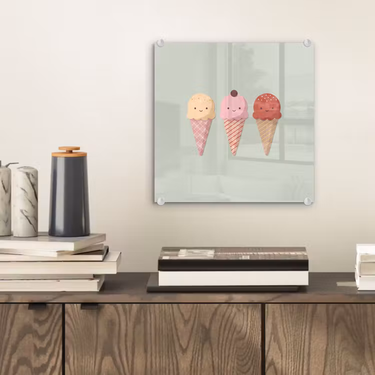 Glass Print - Ice Cream - Cones - Food - Illustration - Cheerful — 2