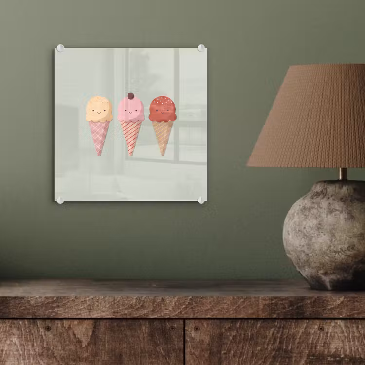 Glass Print - Ice Cream - Cones - Food - Illustration - Cheerful — 4