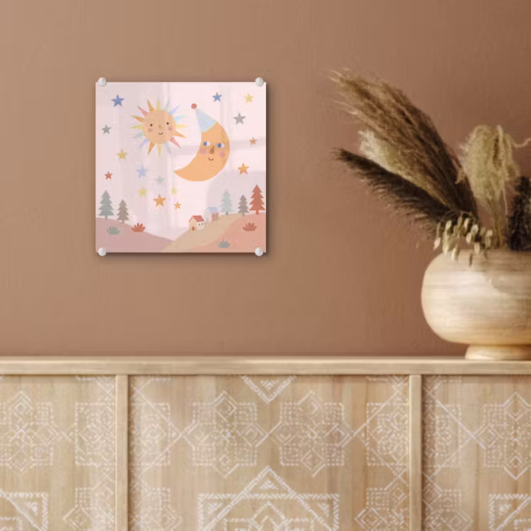 Glass Print - Sun - Moon - Stars - Children's Room - Pastel — 6