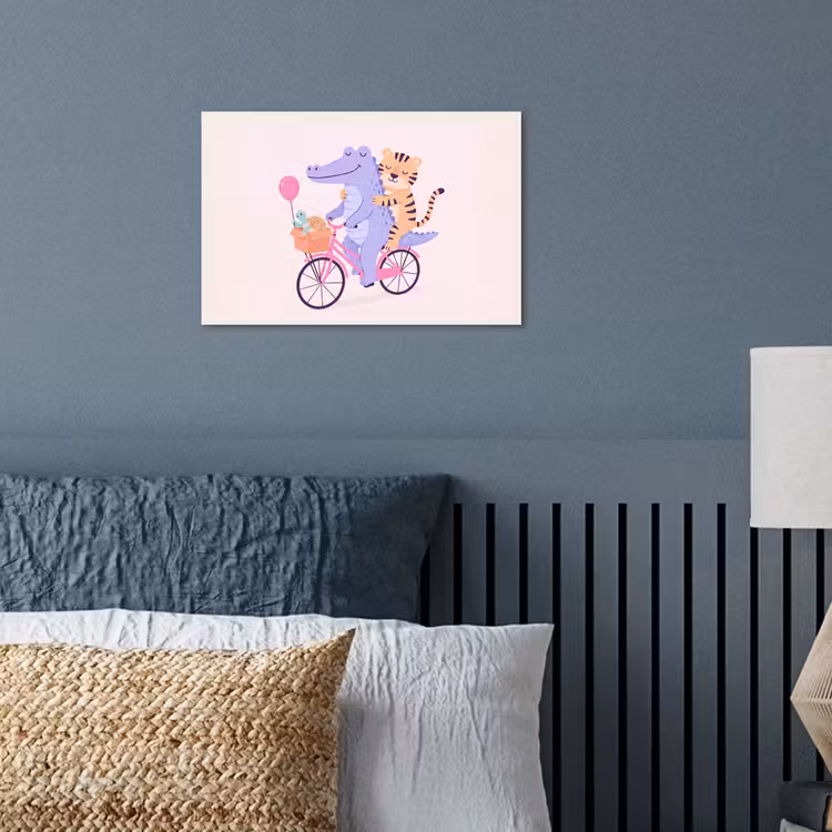 Poster - Animals - Bicycle - Friendship - Illustration - Pink — 3