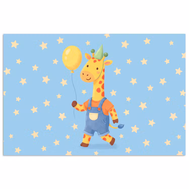Poster - Animals - Giraffe - Balloon - Party - Children's Room — 1