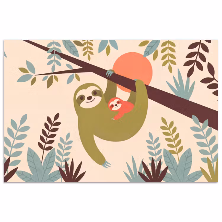 Poster - Animals - Mother - Baby - Nature - Green — 1
