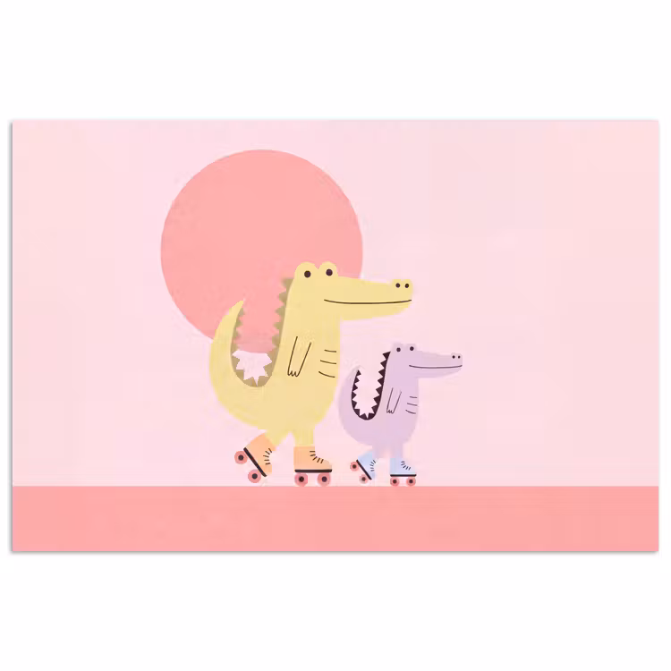 Poster - Animals - Skating - Illustration - Playful - Pink — 1