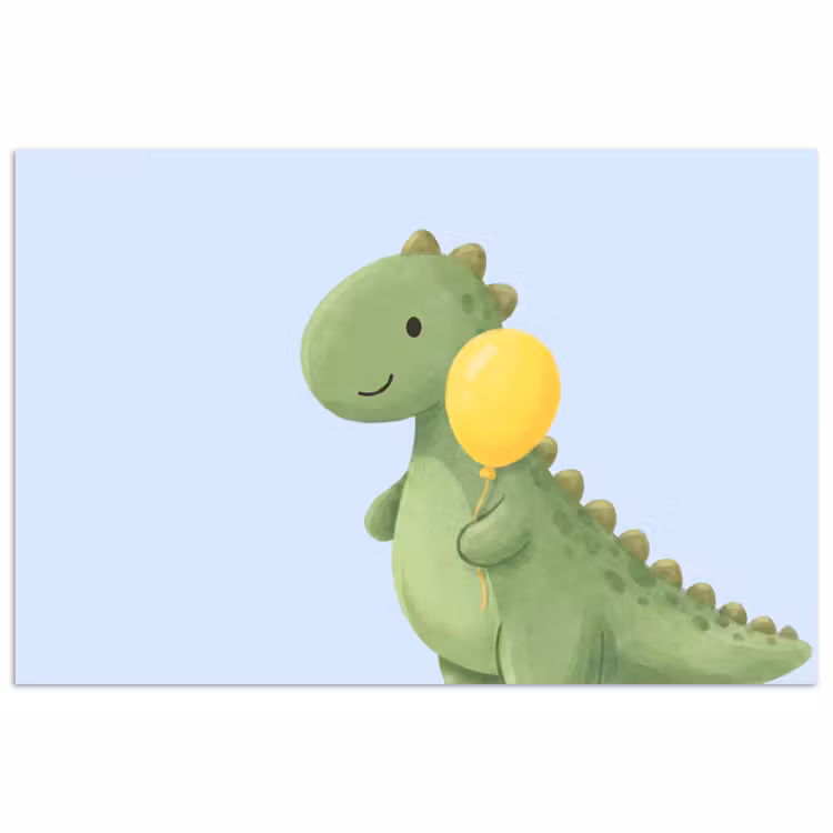 Poster - Dinosaur - Balloon - Children's Room - Illustration - Green — 1