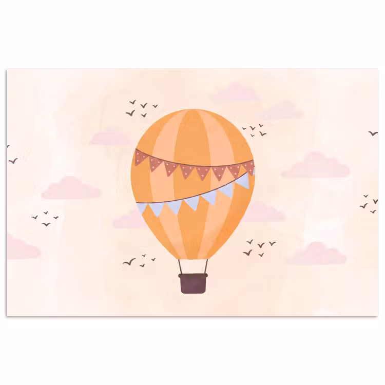 Poster - Hot Air Balloon - Garlands - Adventure - Illustration - Orange — 1