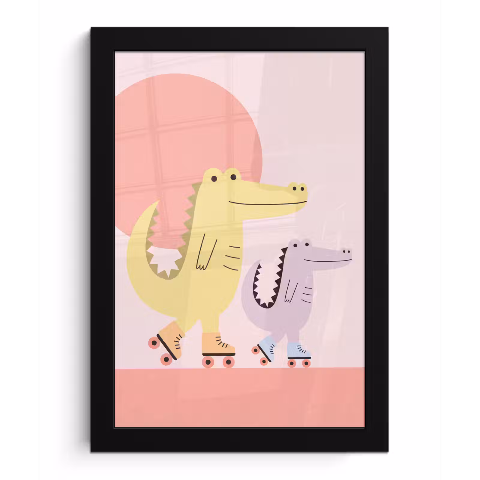 Framed Prints - Animals - Skating - Illustration - Playful - Pink — 1