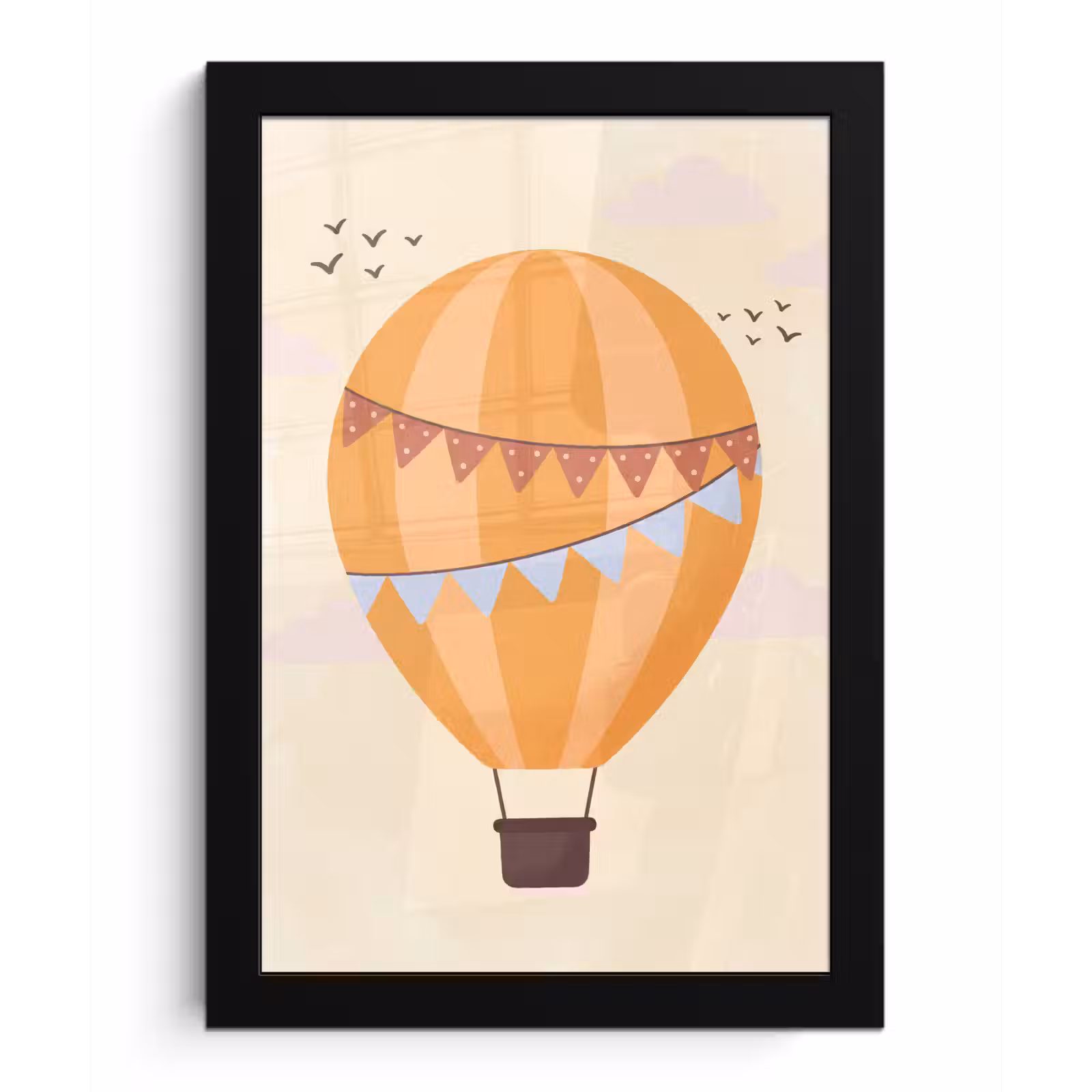 Framed Prints - Hot Air Balloon - Garlands - Adventure - Illustration - Orange — 1