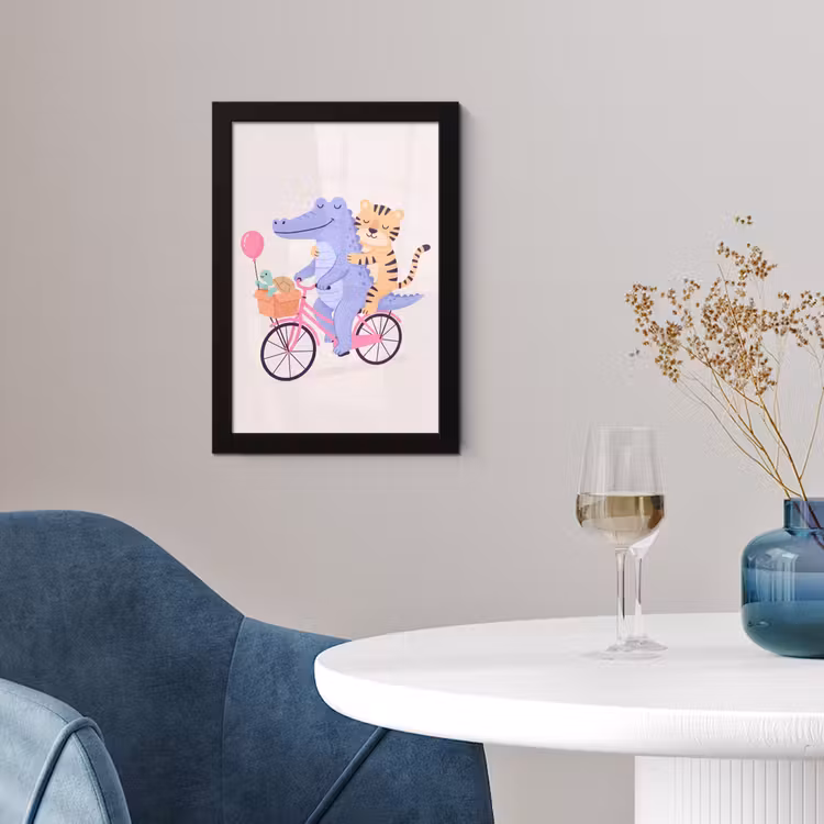 Framed Prints - Animals - Bicycle - Friendship - Illustration - Pink — 4