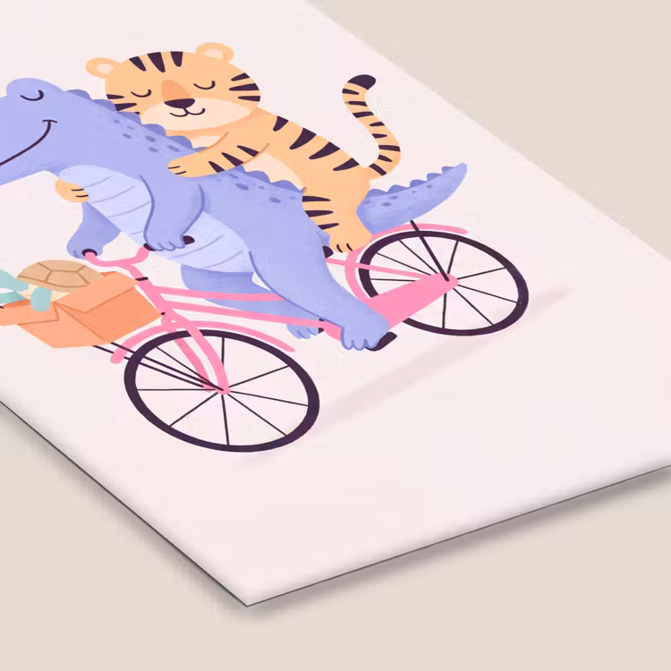 Framed Prints - Animals - Bicycle - Friendship - Illustration - Pink — 6