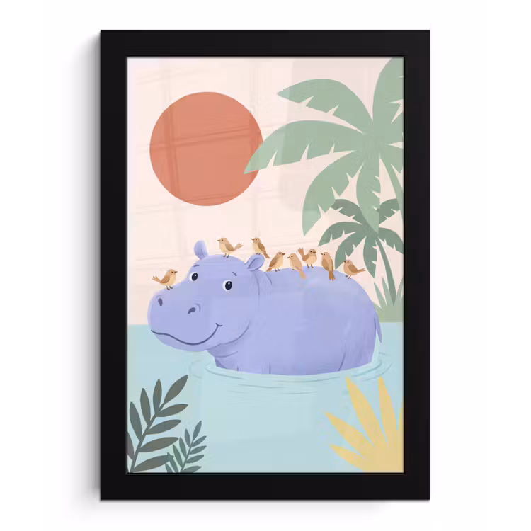 Framed Prints - Animals - Bird - Water - Nature - Illustration — 1