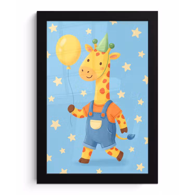 Framed Prints - Animals - Giraffe - Balloon - Party - Children's Room — 1