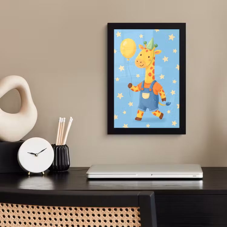Framed Prints - Animals - Giraffe - Balloon - Party - Children's Room — 2
