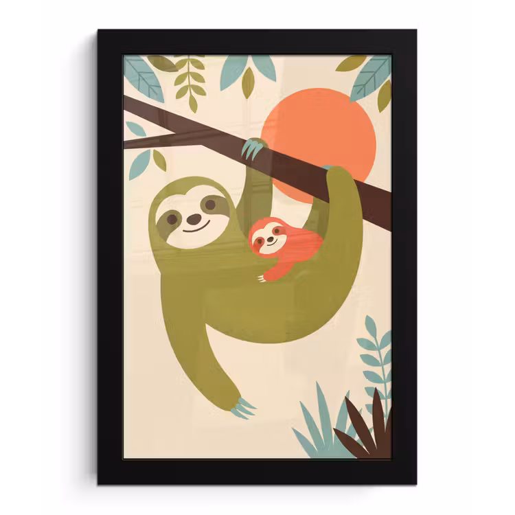 Framed Prints - Animals - Mother - Baby - Nature - Green — 1