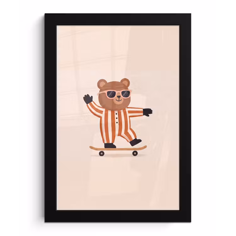 Framed Prints - Animals - Skateboard - Game - Cartoon - Pink — 1
