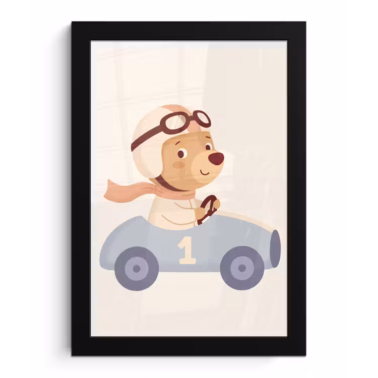 Framed Prints - Bear - Car - Children's Room - Cartoon - Playful — 1