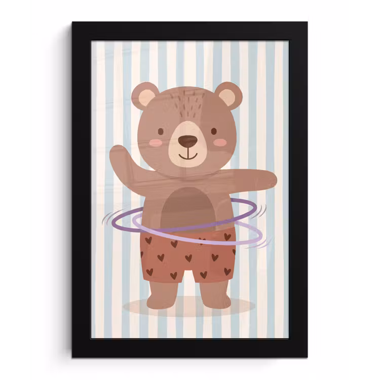Framed Prints - Bear - Hoop - Children's Room - Illustration - Brown — 1