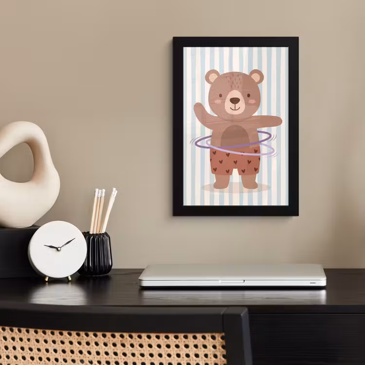 Framed Prints - Bear - Hoop - Children's Room - Illustration - Brown — 2