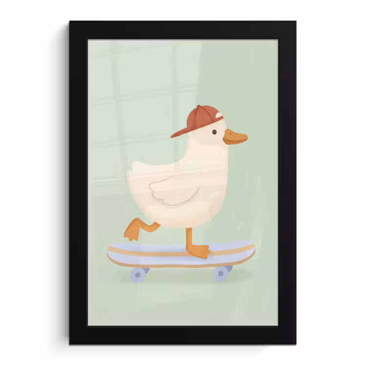 Framed Prints - Bird - Skateboard - Animals - Cartoon - Playful — 1