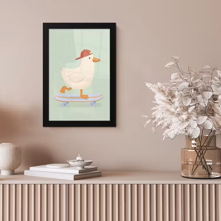 Framed Prints - Bird - Skateboard - Animals - Cartoon - Playful — 5