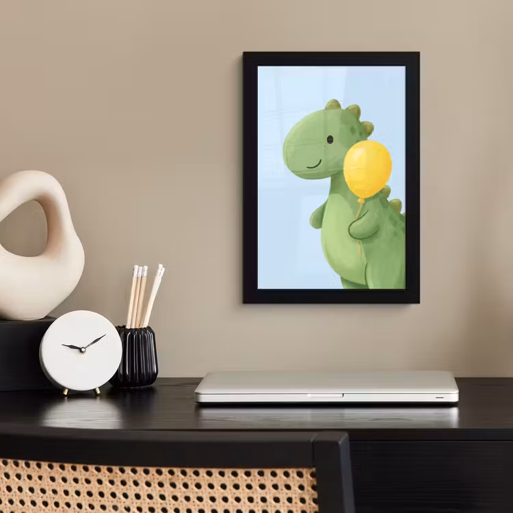 Framed Prints - Dinosaur - Balloon - Children's Room - Illustration - Green — 2