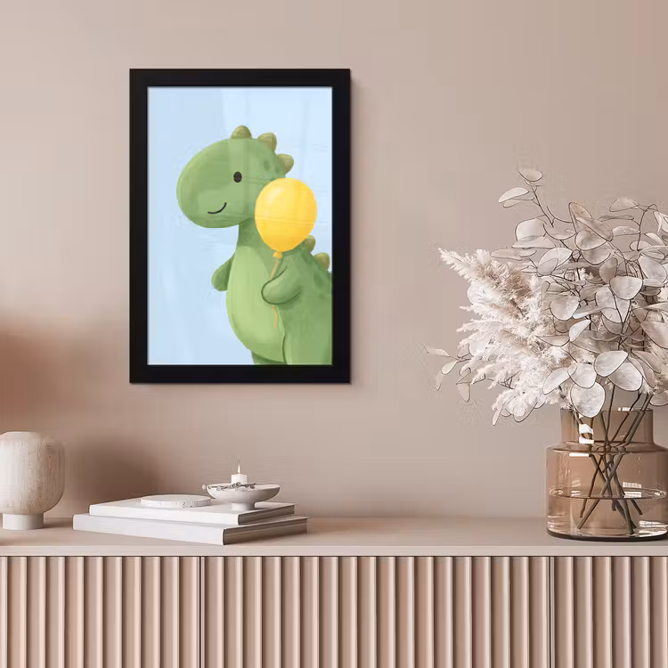 Framed Prints - Dinosaur - Balloon - Children's Room - Illustration - Green — 5