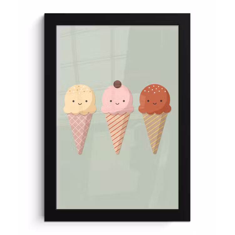 Framed Prints - Ice Cream - Cones - Food - Illustration - Cheerful — 1