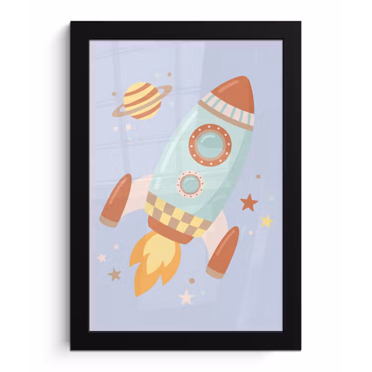 Framed Prints - Rocket - Space - Planet - Illustration — 1