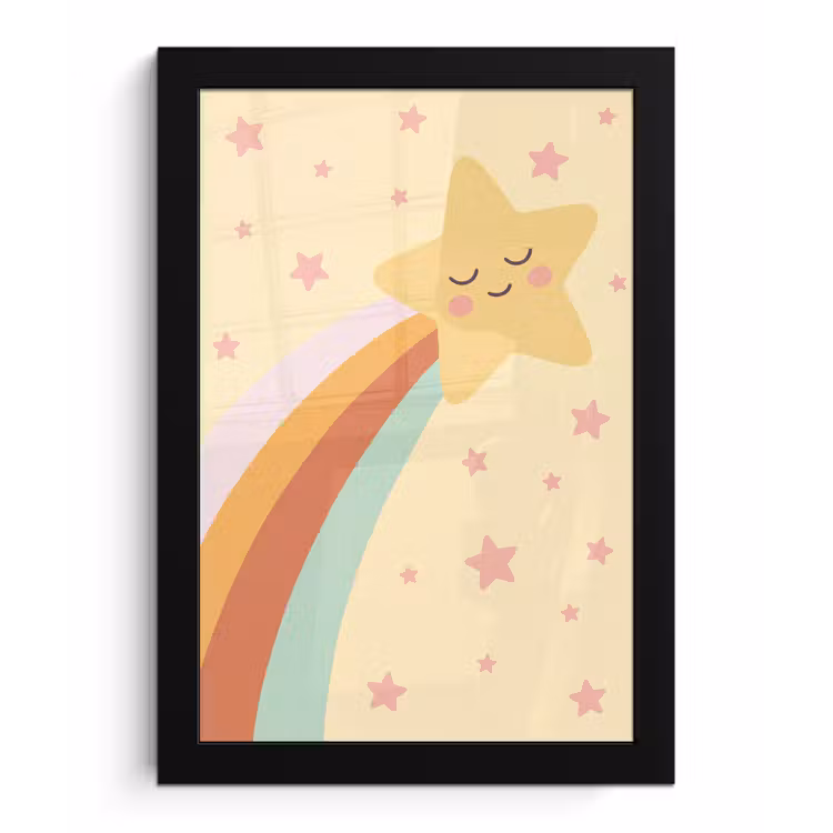 Framed Prints - Star - Rainbow - Night - Illustration - Pastel — 1