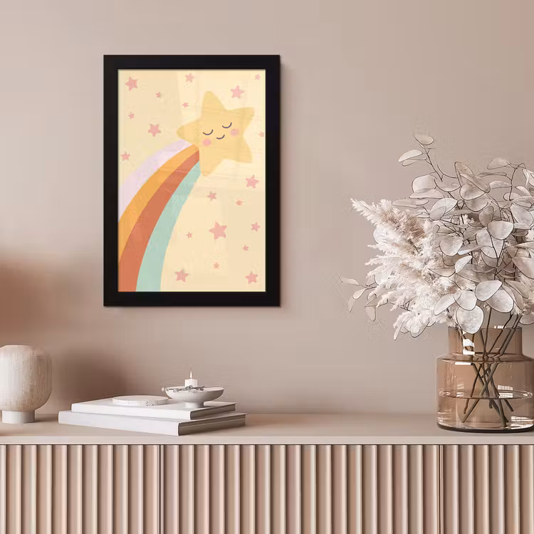 Framed Prints - Star - Rainbow - Night - Illustration - Pastel — 5