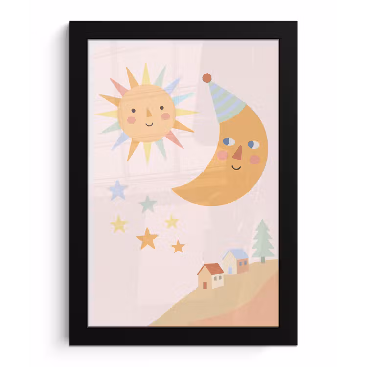 Framed Prints - Sun - Moon - Stars - Children's Room - Pastel — 1