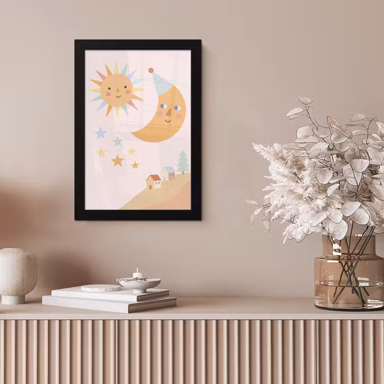 Framed Prints - Sun - Moon - Stars - Children's Room - Pastel — 5