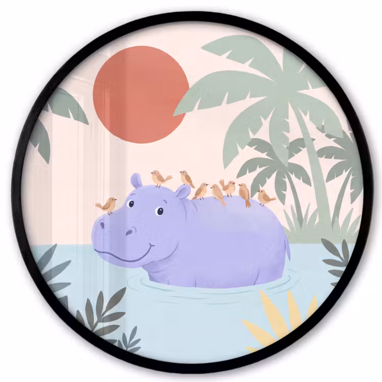Photo Frame Round - Animals - Bird - Water - Nature - Illustration — 1