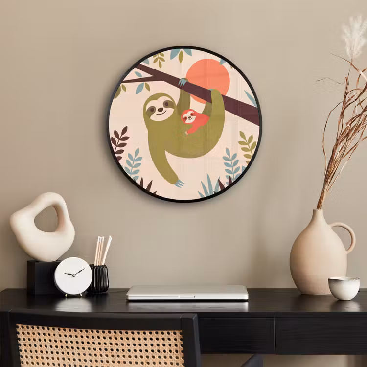 Photo Frame Round - Animals - Mother - Baby - Nature - Green — 2