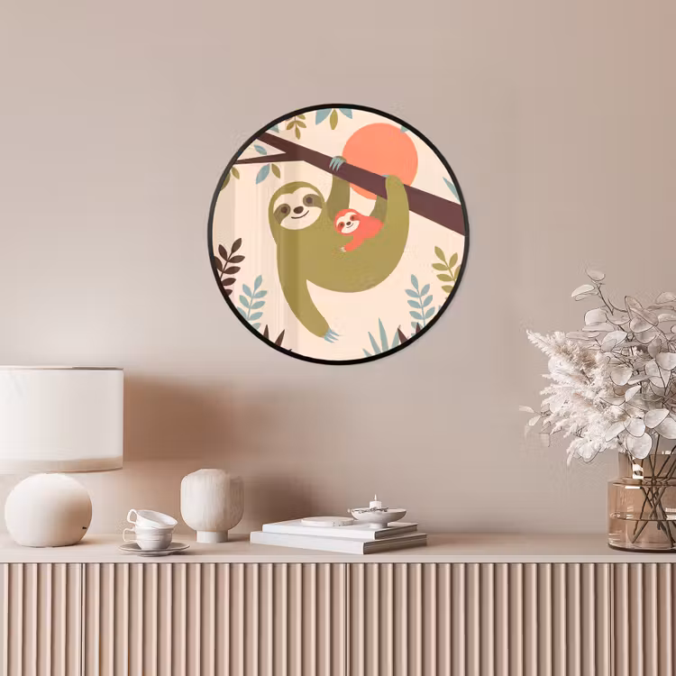 Photo Frame Round - Animals - Mother - Baby - Nature - Green — 4