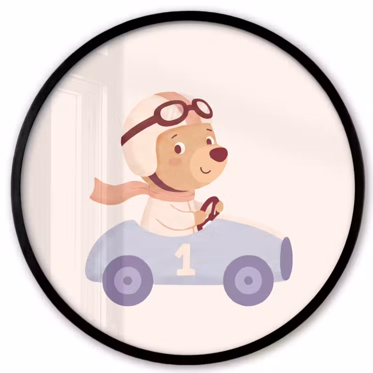 Photo Frame Round - Bear - Car - Children's Room - Cartoon - Playful — 1