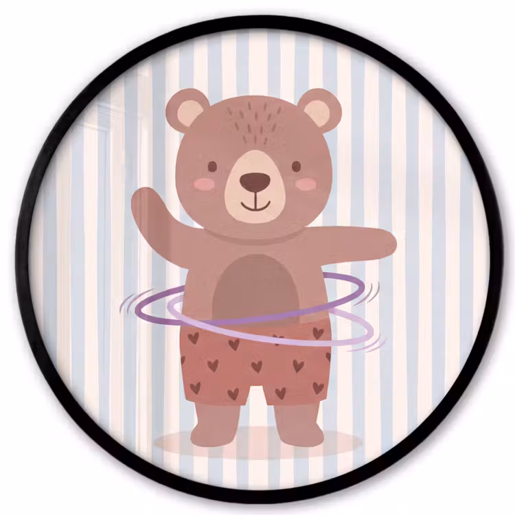 Photo Frame Round - Bear - Hoop - Children's Room - Illustration - Brown — 1