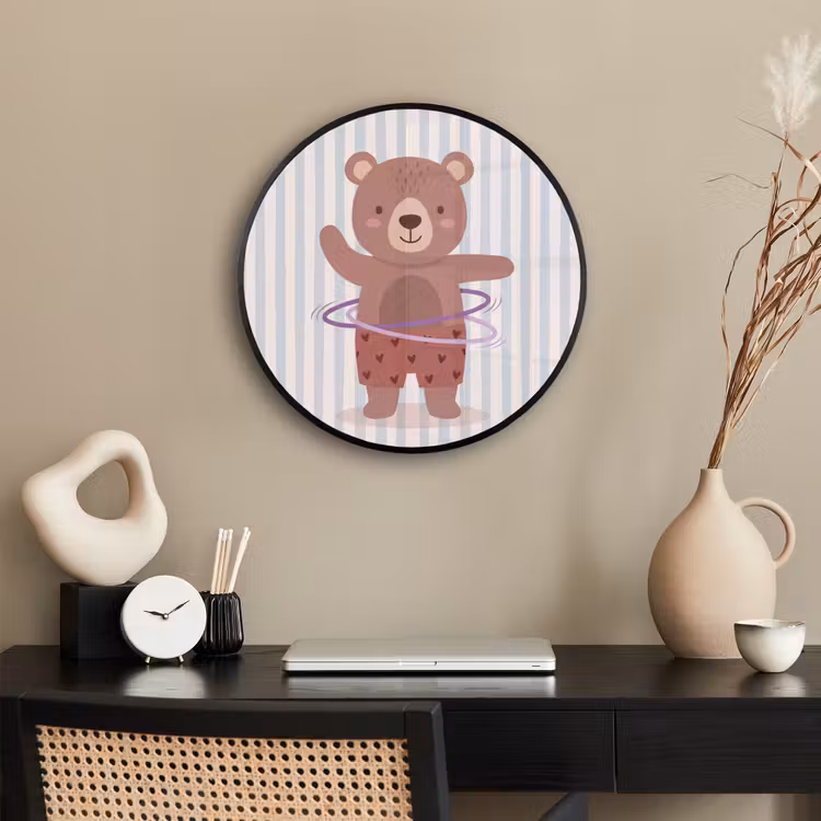 Photo Frame Round - Bear - Hoop - Children's Room - Illustration - Brown — 2